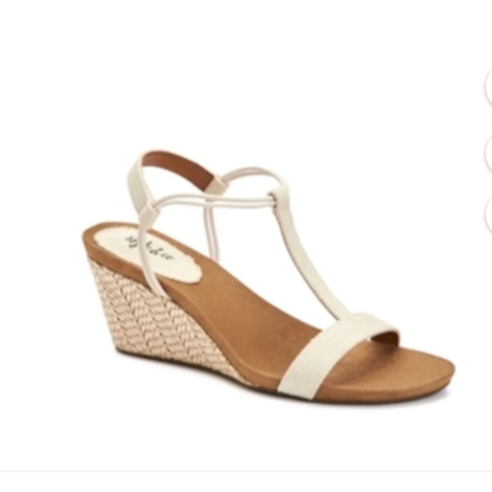 NWT Macy’s STYLE & CO MULAN T-STRAP WEDGE SANDAL ESPADRILLES Linen Nude SZ 12 - Picture 8 of 11